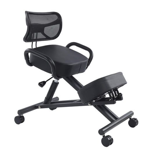 Ejoyous Kneeling Chair, Pneumatic Posture Correcting Knee Stool with Cushion Height Adjustable Rolling Orthopaedic Desk Stool for Banking Meeting Room Office Home Reception