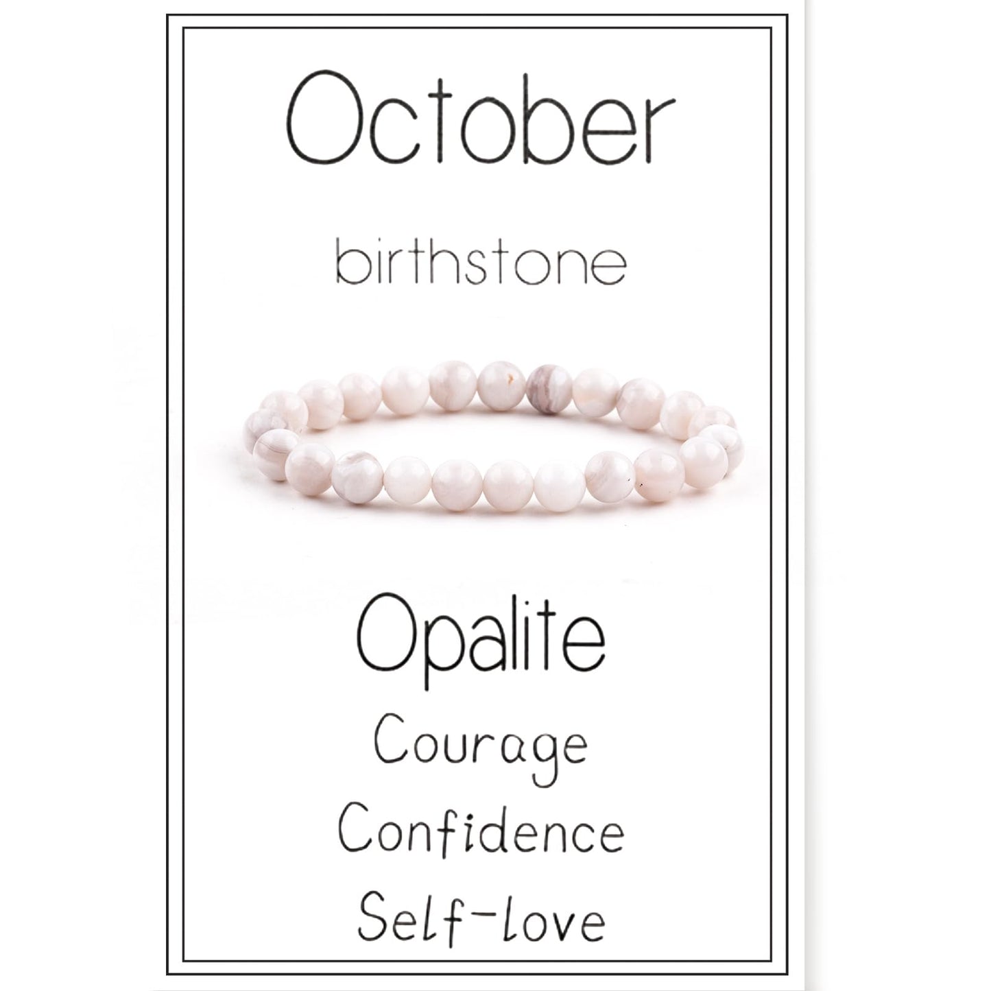 Birthstone Crystal Beads Bracelets Healing Crystal 12 Zodiac Stretch Bracelet for Women Natural Stone Chakra Anxiety Relief Yoga Beaded Bracelets for Birthday Gifts Horoscope Jewelry-October