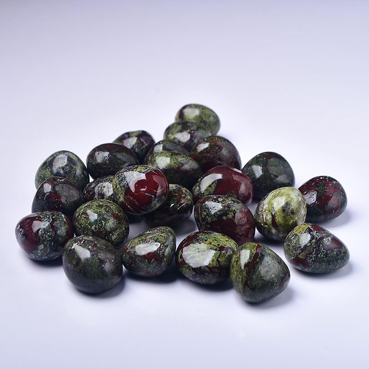 Erliway Dragon Bloodstone Healing Crystal Stones, 1.25-2.0" Large Reiki Healing Gemstones Natural Tumbled Polished Stones for Energy Witchcraft Therapy Meditation