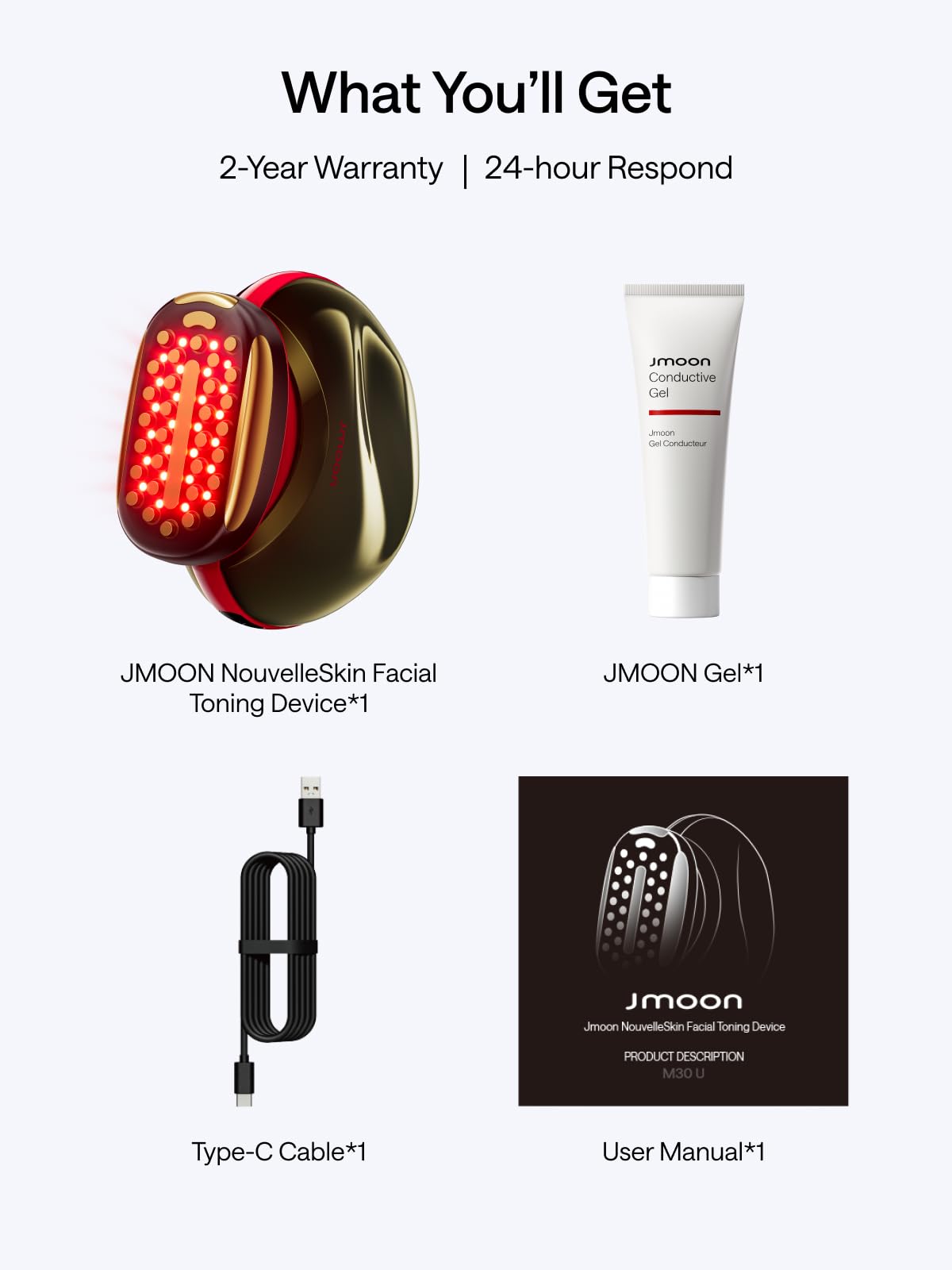 JMOON Microcurrent Facial Device, M30U Red Light Therapy for Face, Safe Anti Aging Skin Care, 4 Modes, 5 Energy Levels for Full Face Lift and Ideal for Smile Lines, Eyes, and Forehead (Red)