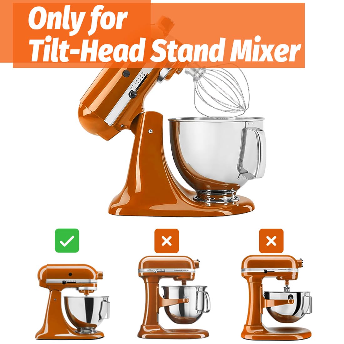 Whisk Attachment Stainless Steel Wires Whip K45WW Parts fit KitchenAid 4.5 and 5 QT Tilt Head Stand Mixer