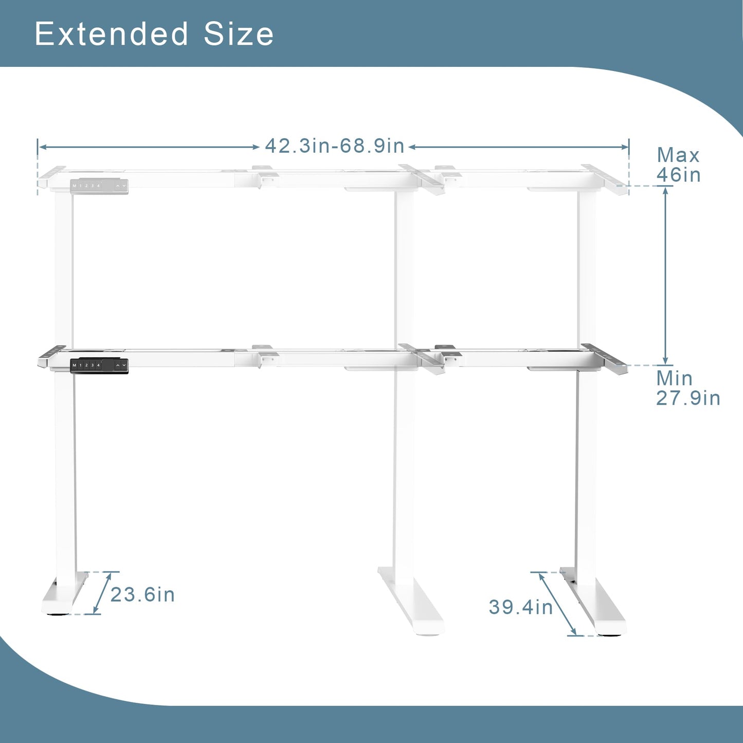 Fromann Standing Desk Frame Electric Height Adjustable Desk Legs Sit Stand Up Table Base Dual Motor L Shaped Corner with USB for Home and Office (White)