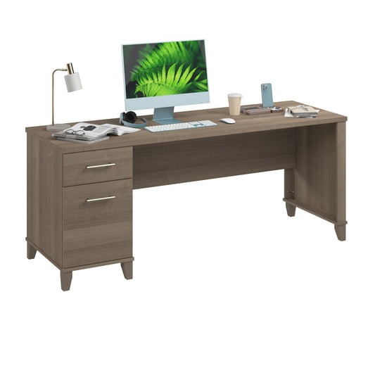 Bush Home 72-inch Home Office Desk with Drawers, Large Computer Table for Personal Workspace, Somerset Collection, Ash Gray