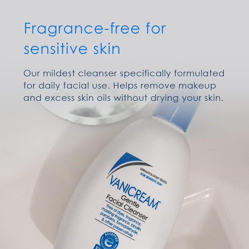 Vanicream Facial Moisturizer, 3 Oz & Gentle Facial Cleanser with Pump, 8 Oz