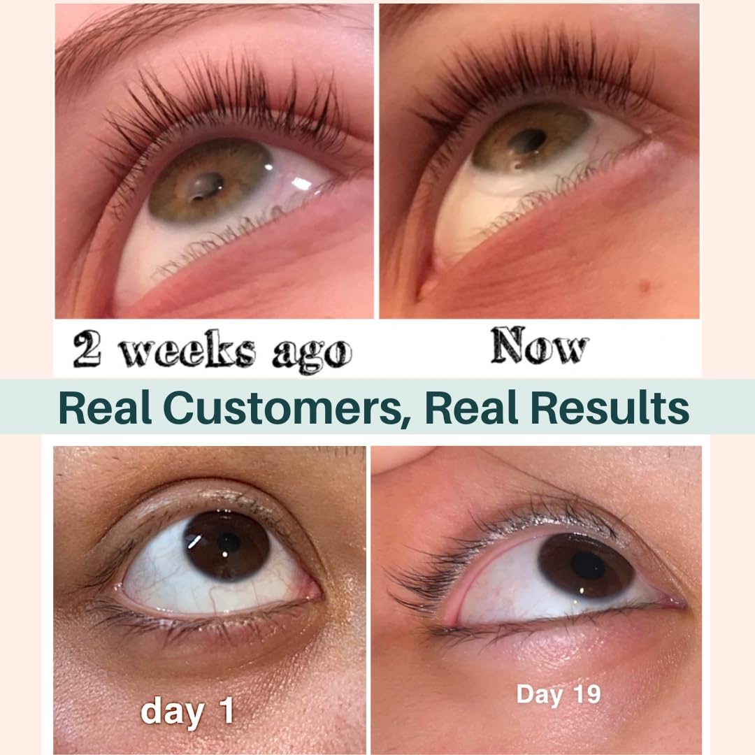 Lash Serum Mascara Tube DOUBLE PACK - Natural Eyelash Serum for Growth, Conditioning &Treatment - Eyelash Growth Serum with Organic Castor Oil - Brow Serum to Grow Brows with Eyeliner & Eyelash Brush