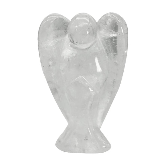 favoramulet 2 Inches Rock Quartz Crystal Pray Guardian Angel Statue, Carved Healing Peace Angel with Wing Figurine Pocket Stone