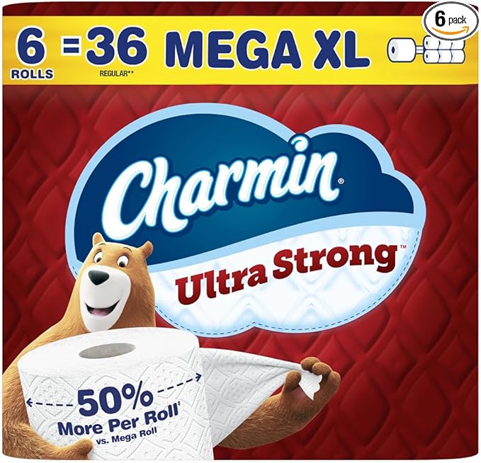 Charmin Ultra Strong Toilet Paper 6 Mega XL Rolls, 330 Sheets Per Roll