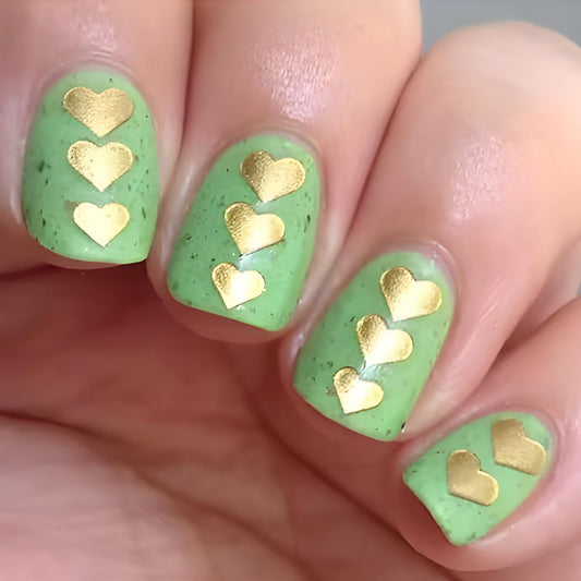 FIEONCIY Press on Nails Short Square Glossy Full Cover Acrylic Short Square False Nails with Heart Designs Artificial Square Fake Nails Glue ons Fingernails for Women Girls(YS524)