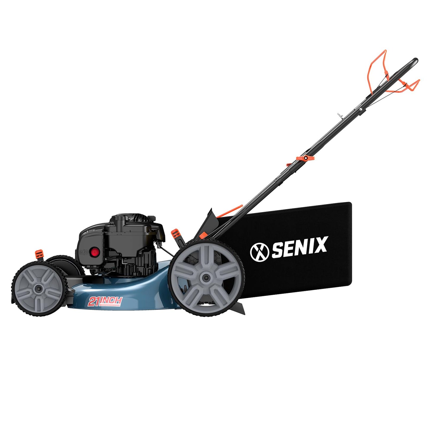 SENIX LSSG-M9 21-inch Gas Self-Propelled Lawn Mower - 140 cc 4-Cycle Briggs & Stratton Engine, Bagging, Mulching, and Side Discharge, 6-Position Lever Height Adjustment