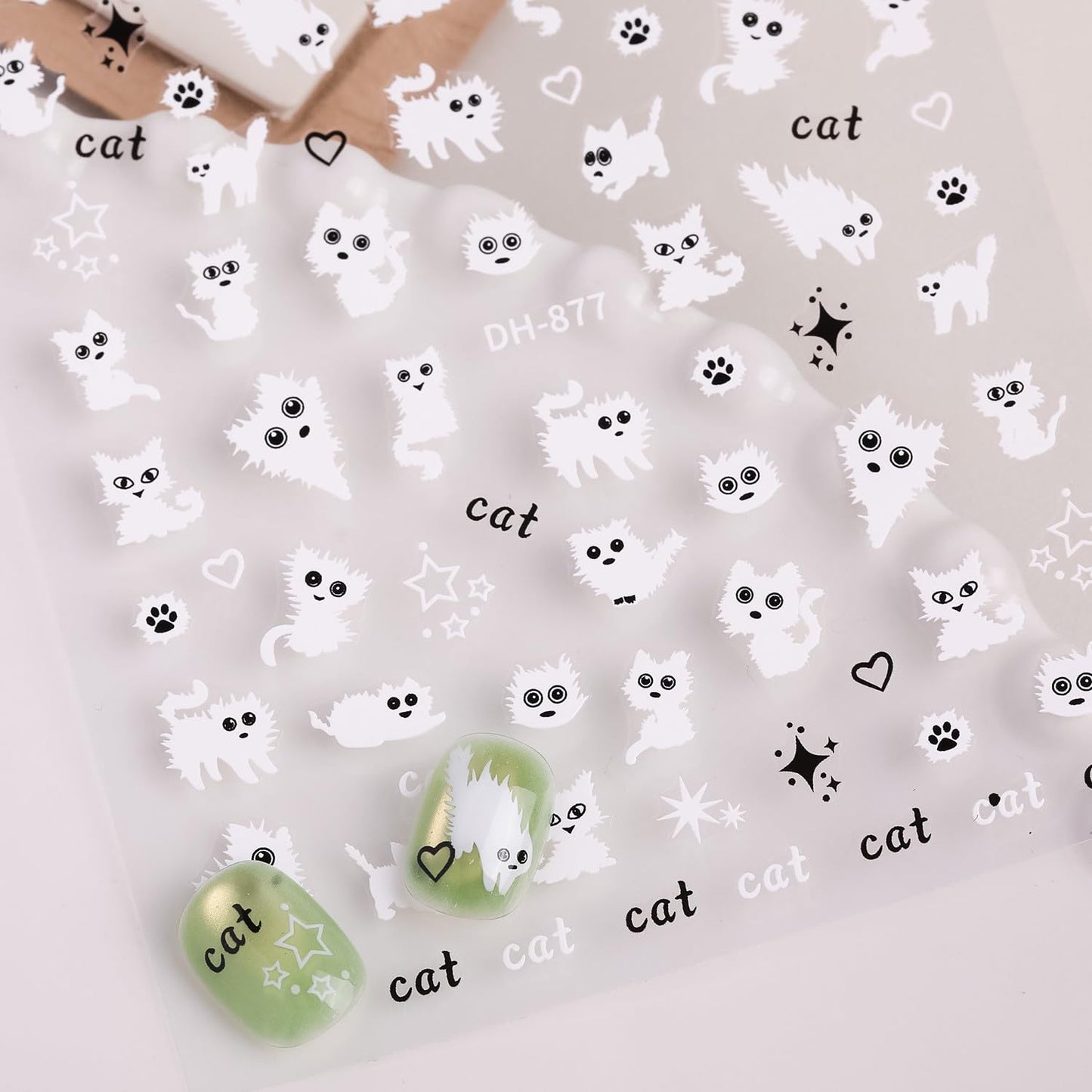 SIMAYKUWA Cute Nail Art Stickers with Cats and Bunnies - Kawaii Doodle Design Nail Stickers for DIY Nails, Waterproof Long Lasting Nail Decals for Women Girls.Set of 4 Sheets