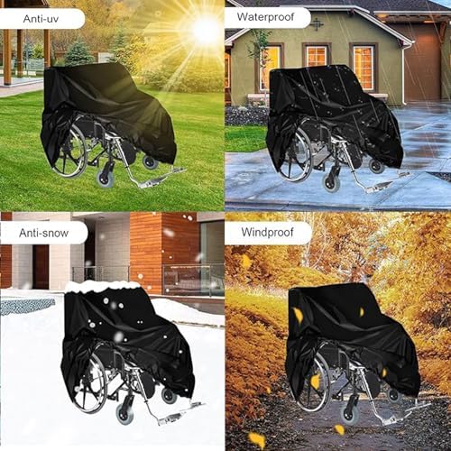 Wheelchair Cover Waterproof Electric Wheelchair Covers for Indoor and Outdoor Travel, 210D Oxford Mobility Scooter Cover for Storage, Prevent Rain Wind Dust Dirt Snow Sun 40x30x40 Inch (Green)