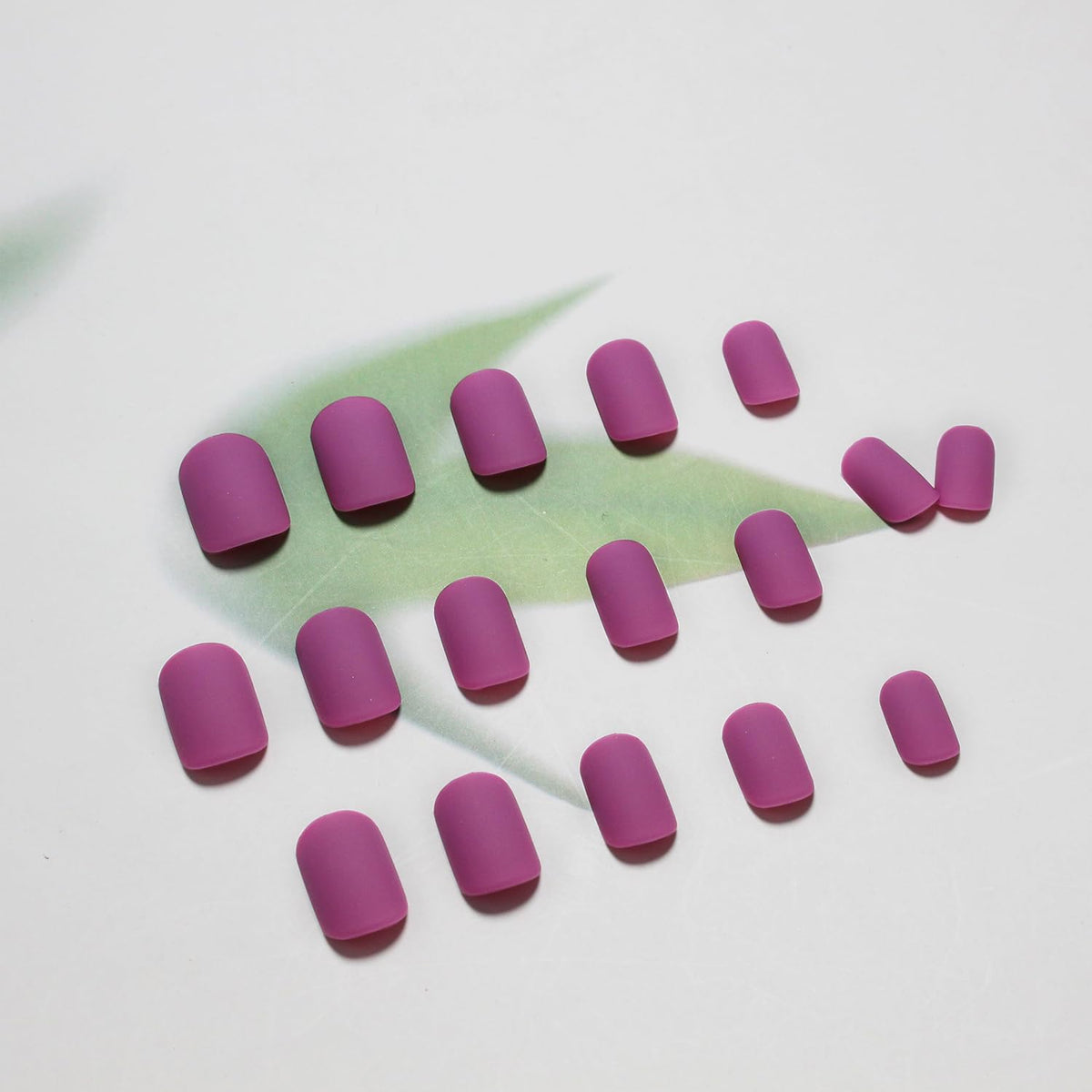 Matte Pulm Press on Nails Short Square Fake Nails Short Square Nails Press ons, Soft Gel Acrylic Glue on Nails Stick on for Women Thick Solid Color 24pcs
