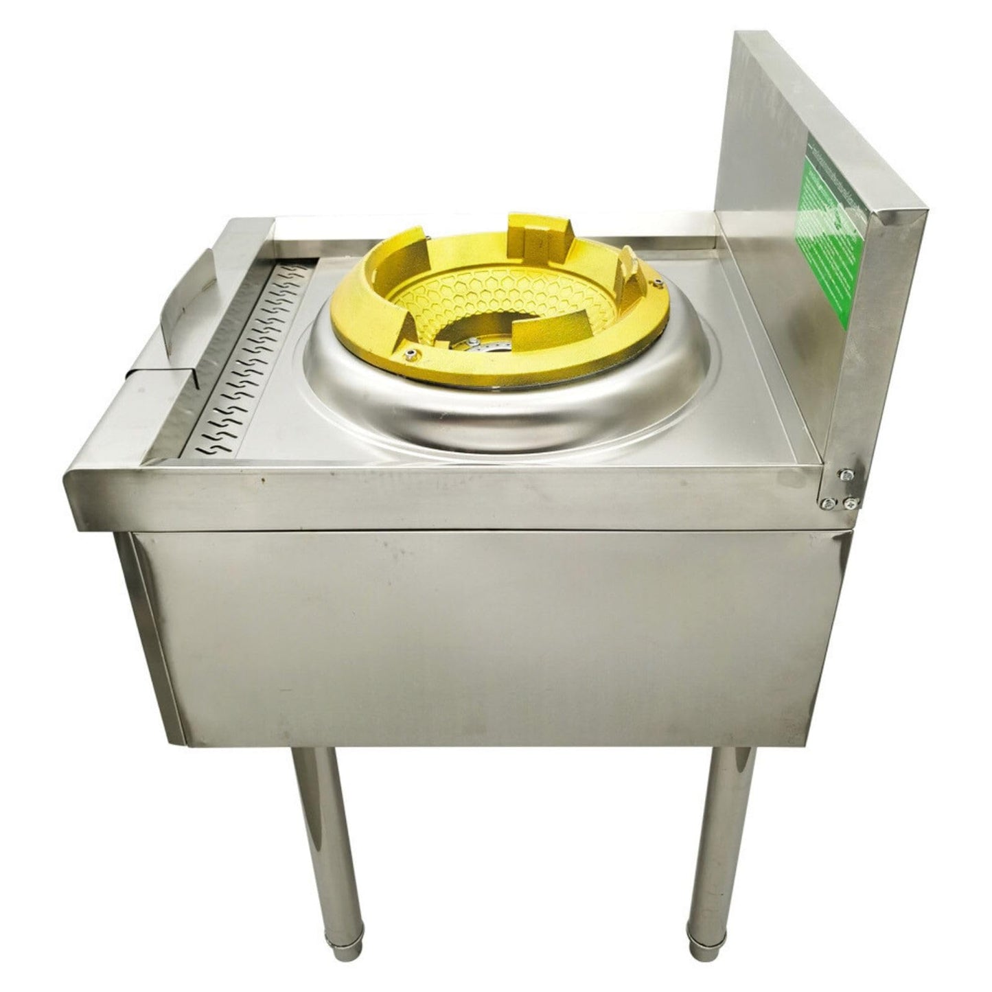 Yokoma Commercial Gas Wok Stove Chinese Wok Range Burner 85300 BTU Heavy-duty Stainless Steel Cooker Liquefied and Natural Gas Compatible Single Stove with Baffle for Chinese Cooking 110V