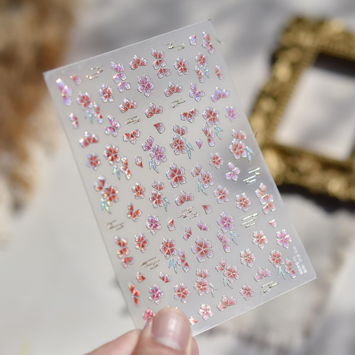 Floral Nail Art Stickers 5D Embossed Flower Nail Stickers Flower Nail Decals Luxury Self-Adhesive Nail Art Supplies for Women Girls Spring Manicure 1 Sheet