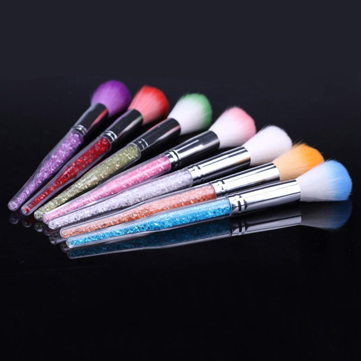 Beautifultracy 7 Pieces Soft Nail Art Dust Remover Powder Brush Cleaner for Acrylic and Makeup Powder Blush Brushes