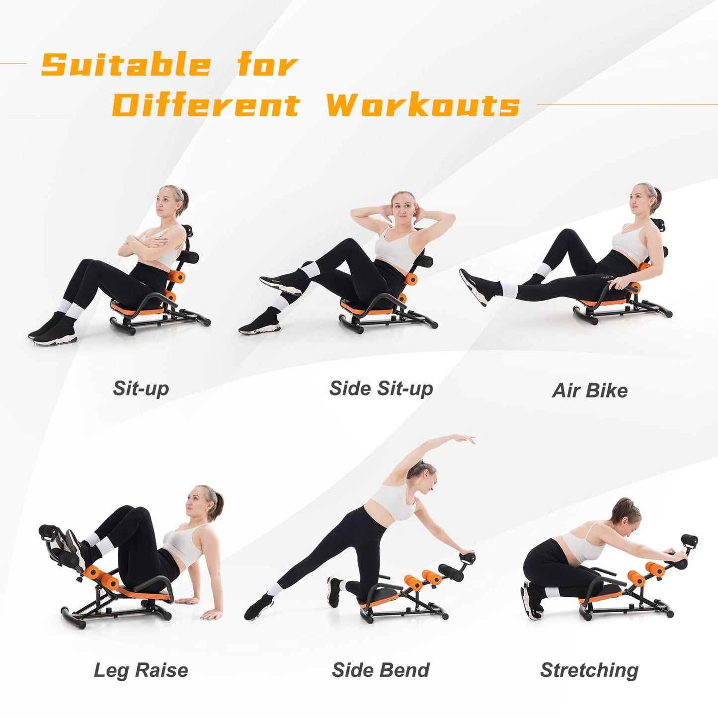 Goplus Core & Abdominal Trainers, Twister Trainer Ab Exercise Machine Height Adjustable Incline Workout Equipment Ab Rocket Exerciser (Yellow)
