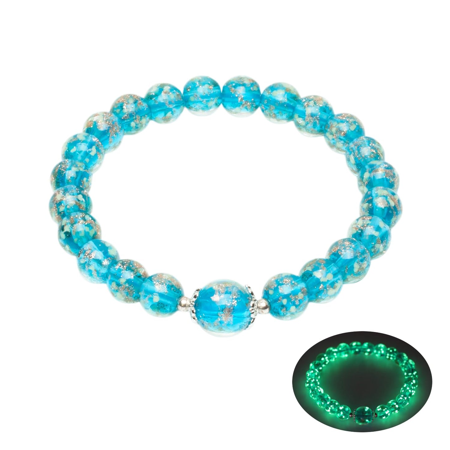 AROUROUA Glass Beaded Bracelet Glowing Bracelet Luminous Bracelets for Women Glass Mermaid Bracelet Bangles Anti Anxeity Healing Energy