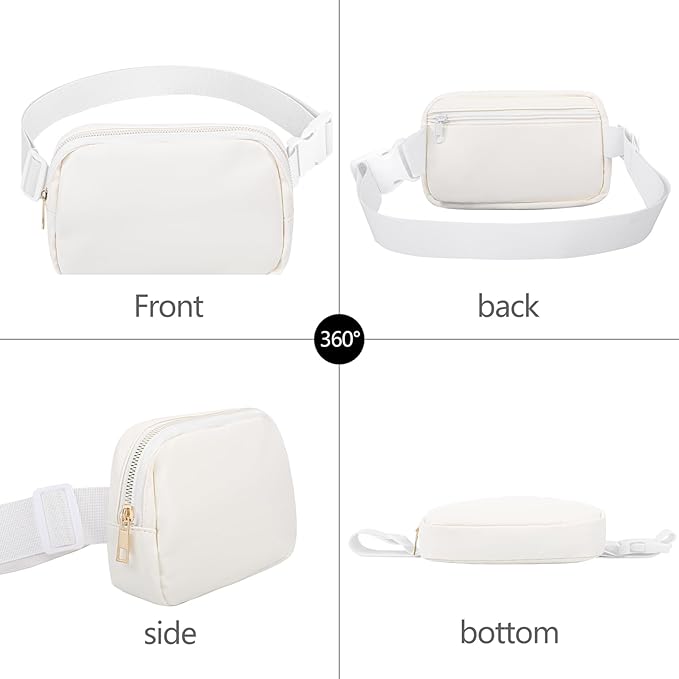 VOROLO Fanny Pack For Women And Men Crossbody Bag Belt Bag with Adjustable Strap Graduation Gifts PU White