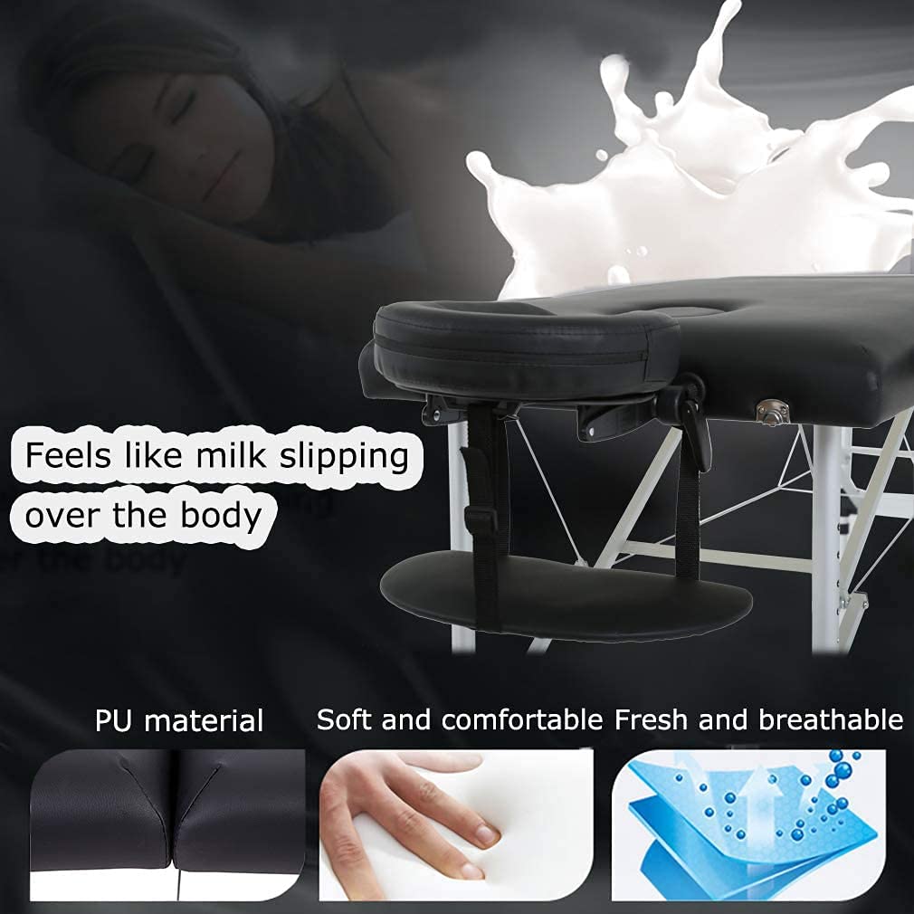BestMassage Aluminium Massage Bed Portable Massage Table 24 inch Wide Lash Bed Height Adjustable 2 Folding Spa Table with Non-Woven Bag for Spa Footmassage Facial CareSpa Tattoo