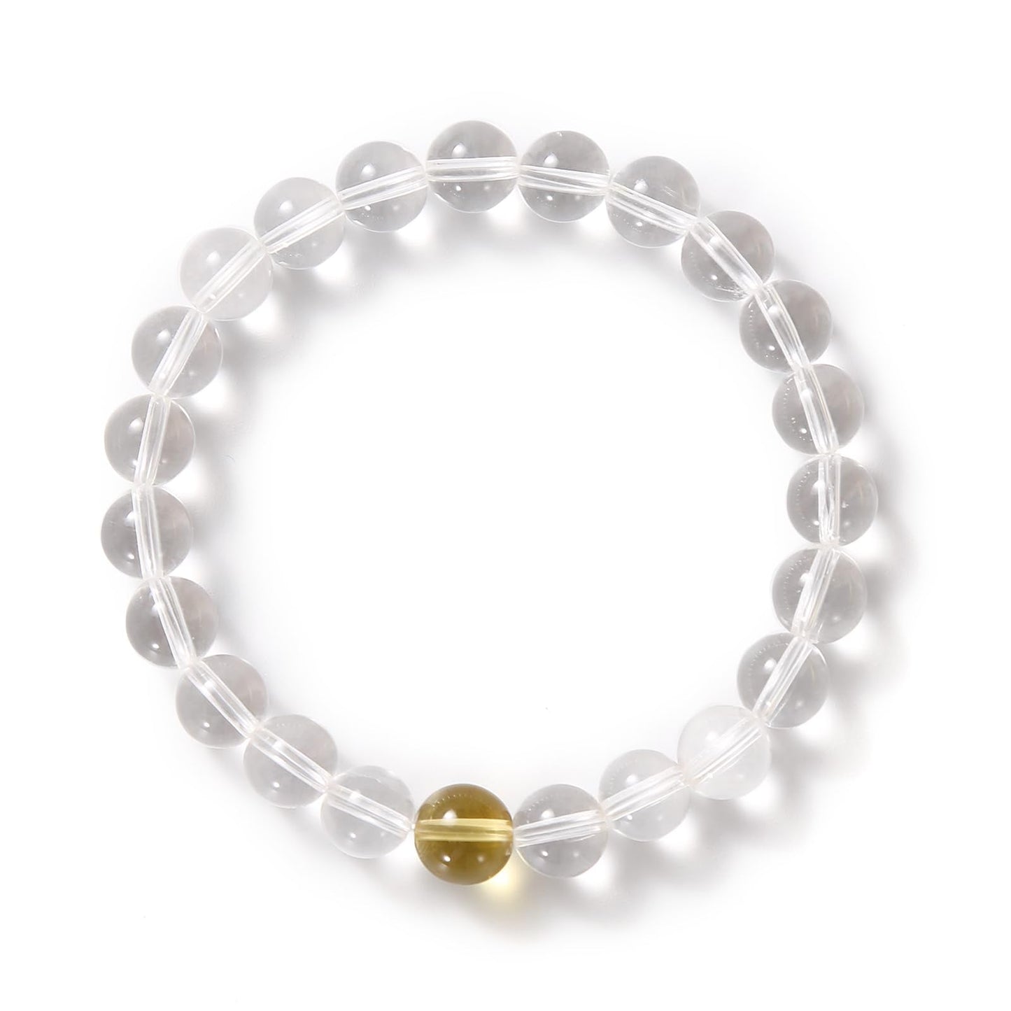 plyosdey Bracelet for Women Natural Stone 8mm Beaded Stretch - Crystal Bracelet for Meditation Yoga, Positive Aura Jewelry Gift for Her (Clear Quartz)