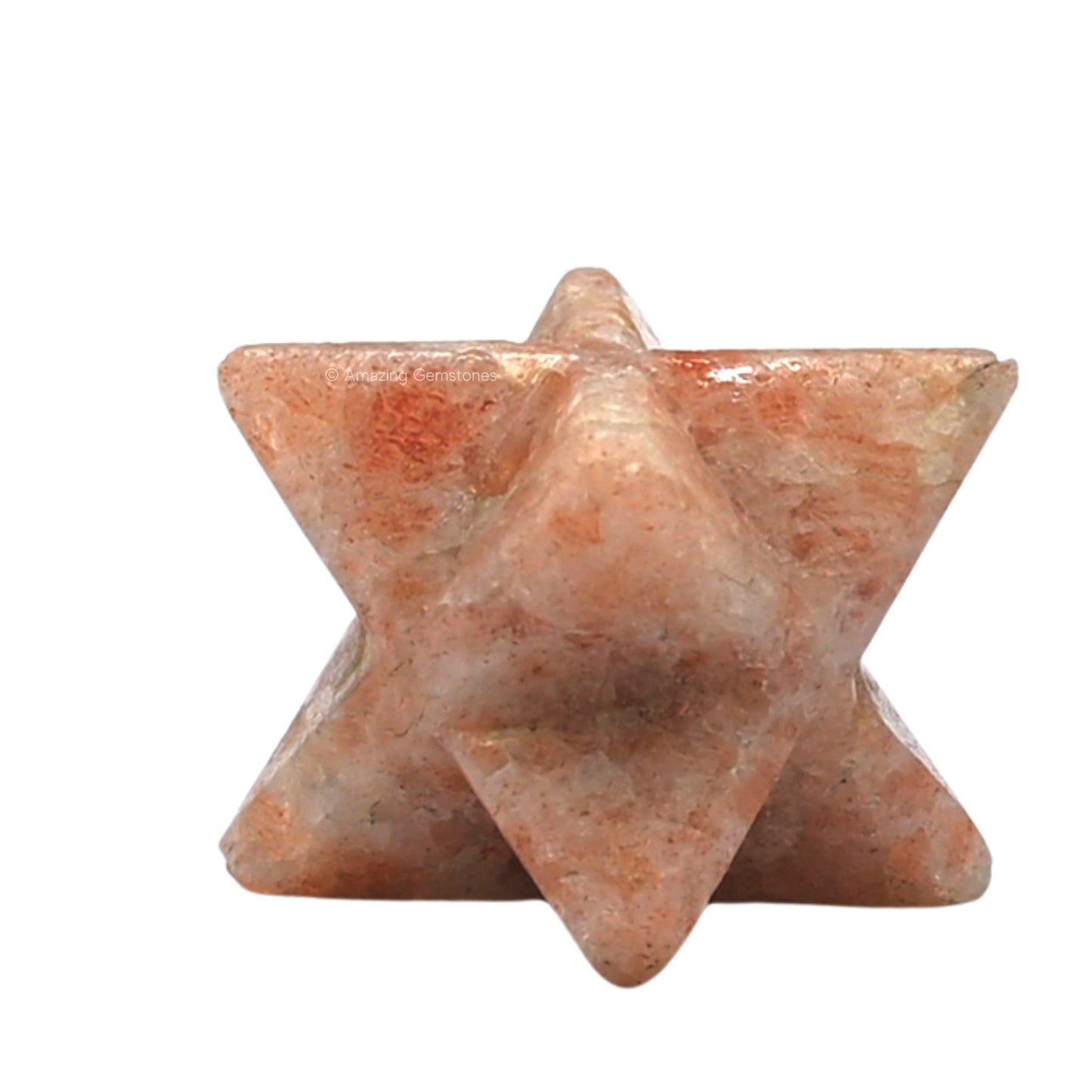 Amazing Gemstone Sunstone Merkaba Crystal - 0.75 Inches Metaphysical Merkaba Star for Meditation - Energetic Tetrahedron Crystal and Healing Stones and Healing (15-20mm)