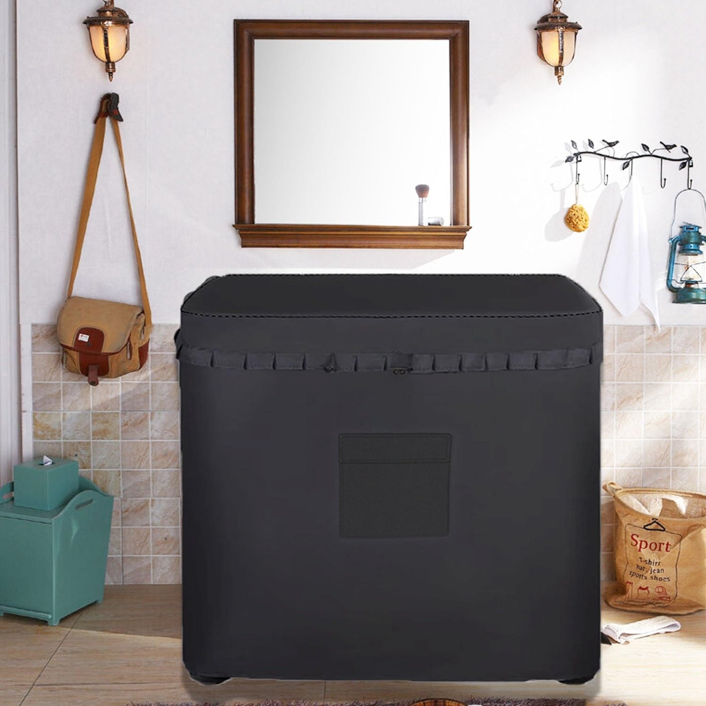 Vibiubo Twin Tub Washing Machine Cover for 28lbs Portable Mini Compact Washer Machine,Waterproof, Sun-Proof, Extend their Service Life, Zipper Design for Easy Use (28"W×17"D×32"H)