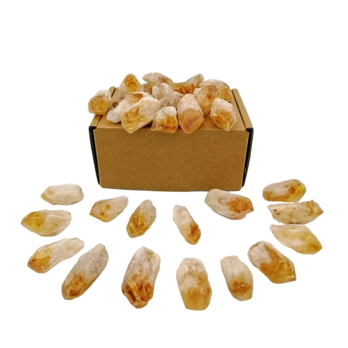 XMHOME Citrine Raw Crystal Point Rough Stone Natural Rock Blocks for Rolling Reiki Wicca 30-36 Pcs