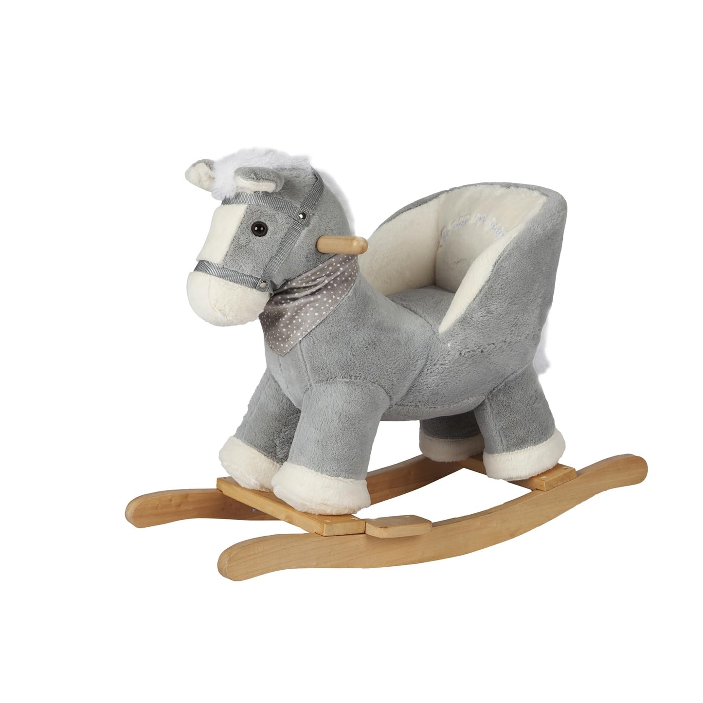 Rock My Baby Rocking Gray Horse with Chair, Plush Stuffed Rocking Pony with Realistic Sound, Baby Rocker Animal for Toddlers 1-3 Ride on,CPC Certified