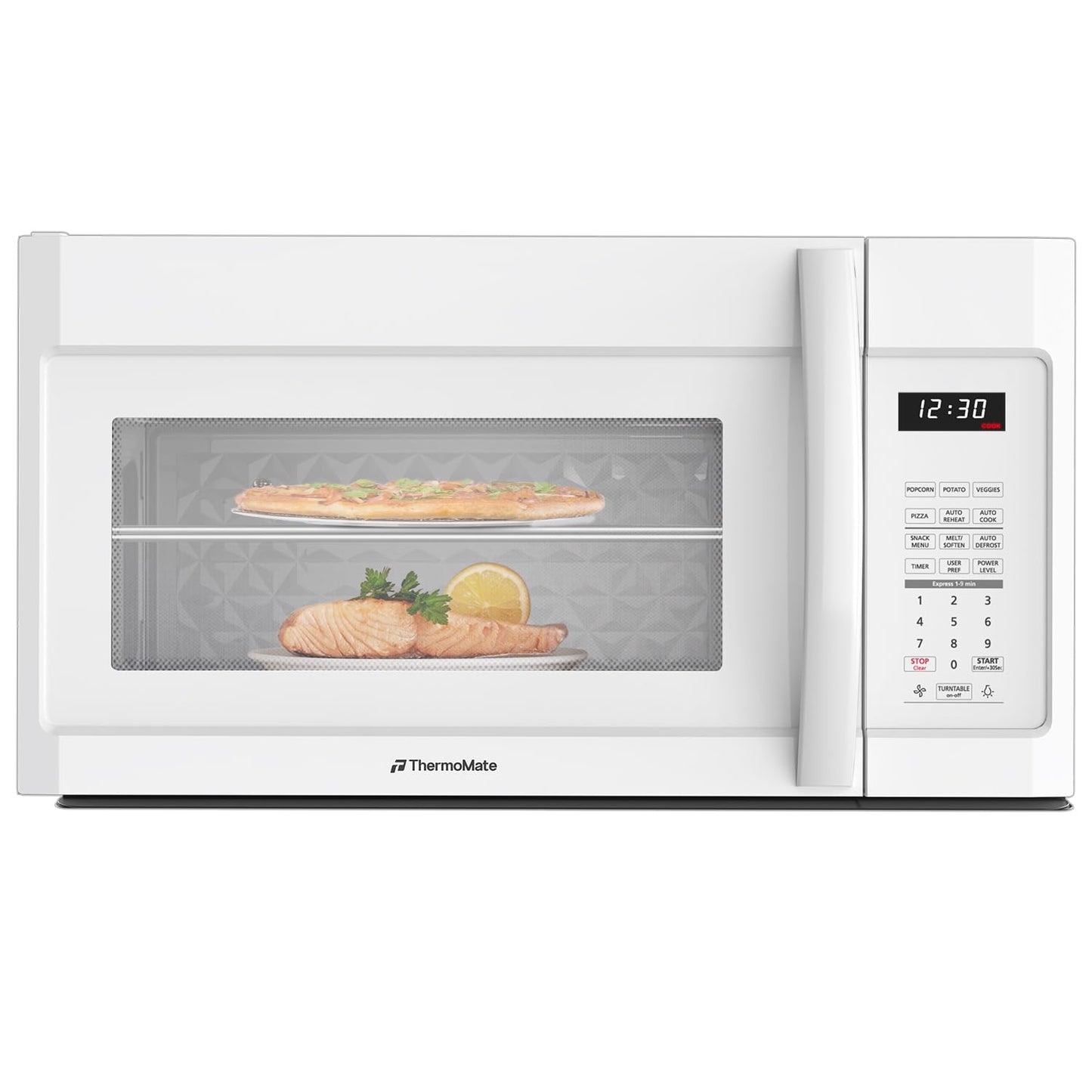 ThermoMate 30" White Over the Range Microwave with 1.9 Cu. Ft. Capacity, Over the Stove with One Touch, 1000 Cooking Watts, 400 CFM and Sensor Cooking, 11 Power Levels, LED Lighting