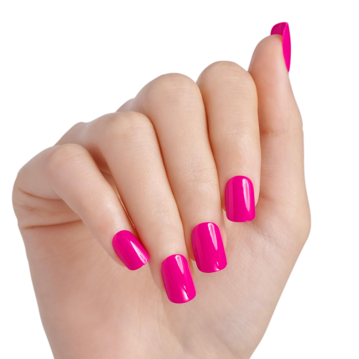 Kiss Impress No Glue Mani Press On Nails, Color, 'All Smiles', Pink, Short Size, Squoval Shape, Includes 30 Nails, Prep Pad, Instructions Sheet, 1 Manicure Stick, 1 Mini File