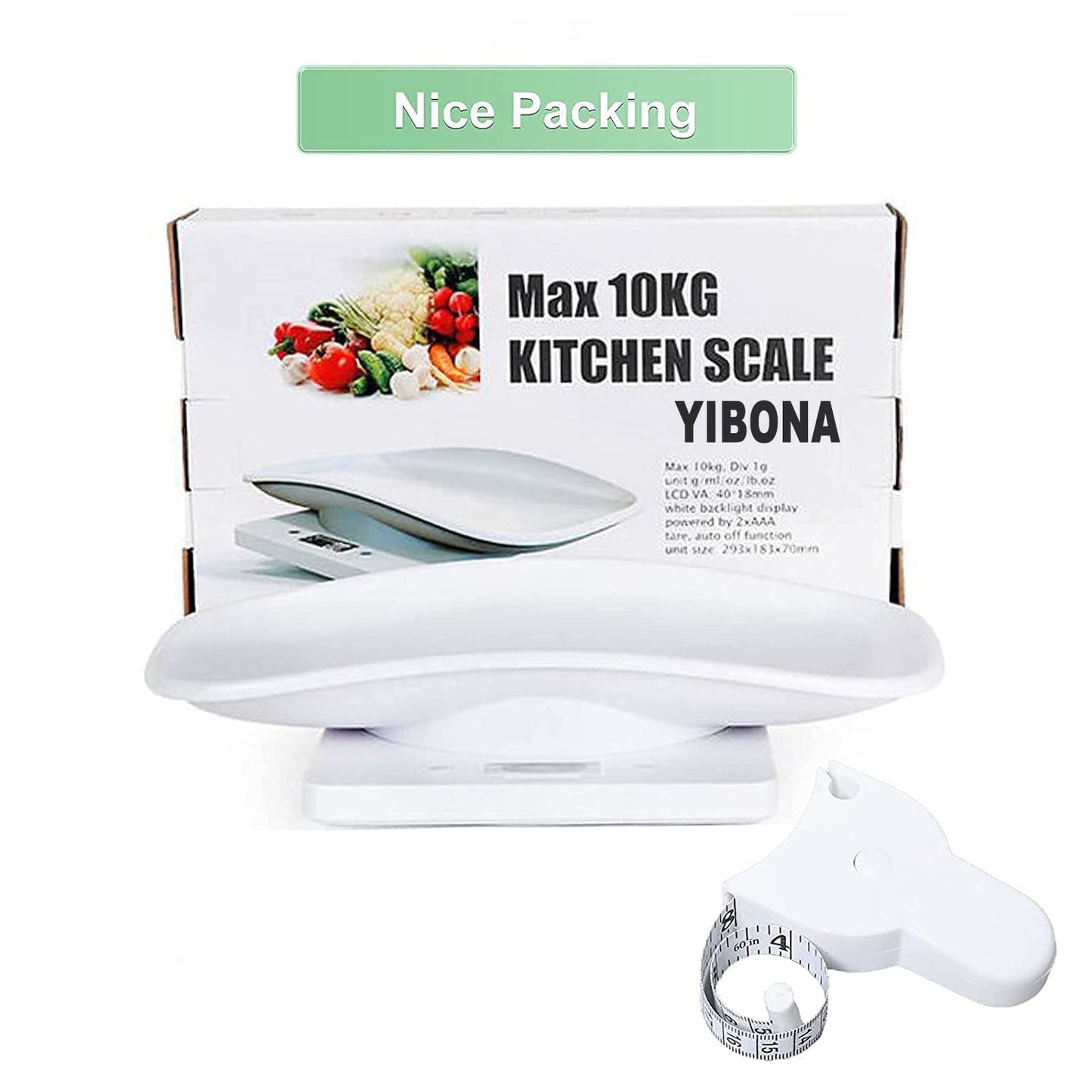 YTCYKJ Digital Pet Scale, Multi-Function LCD Scale Digital Weight with Tape Measure, Digital Small Animals Scales for Weighing,Baby Scales for Small Dogs Cats Crawl Pet,Capacity up to 22 lb