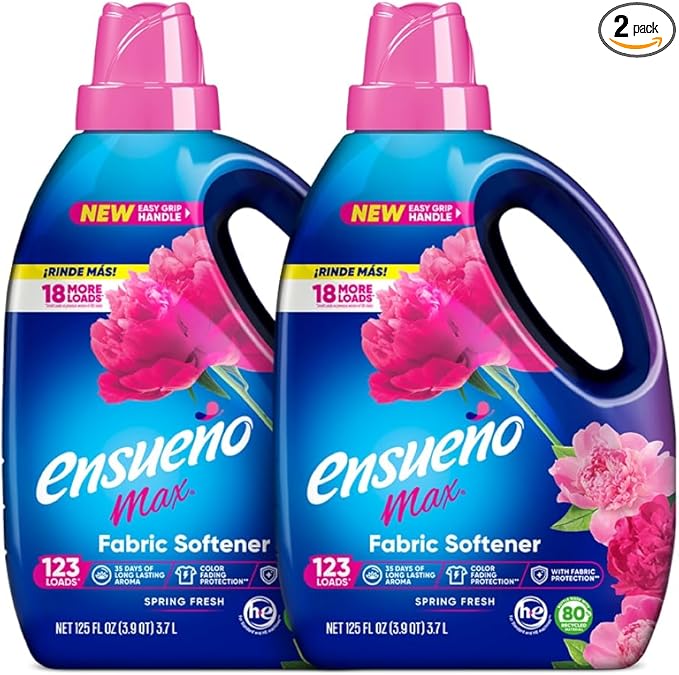 EnsueÃ±o Liquid Fabric Softener, Spring Fresh | 2 Pack | 125 fl oz | 123 Loads | Color-Safe