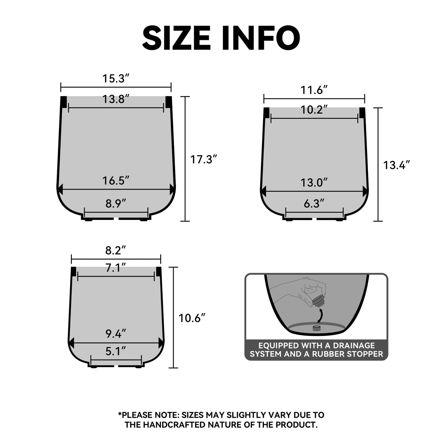 Kante 11.6" Dia Round Concrete Planter, Outdoor Indoor Large Plant Pots Containers with Drainage Hole and Rubber Plug for Home Garden Patio, Oil Rubbed Bronze