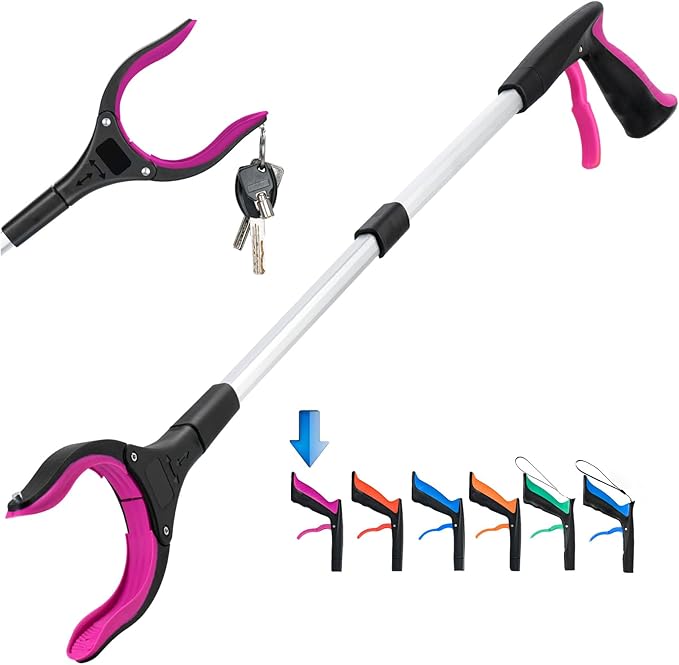 Grabber Reacher Tool,32 Inch Extra Long Foldable Pick Up Stick with Strong Grip Magnetic,360Â°Rotating Anti-Slip Jaw,Trash Claw Grabber Tool,Trash Picker Tool for Outdoor & Indoor (Purple)