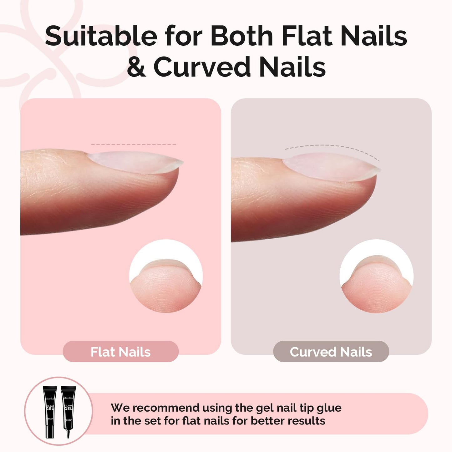 MelodySusie Square Gel Nail Tips Kit-300Pcs 15 Sizes Pre-Building Apex Fake Nail Tips 20gSolid Nail Glue Gel,Half Matte Full Cover Clear Acrylic Nail,Thick Strong Long Lasting for Home DIY&Salon