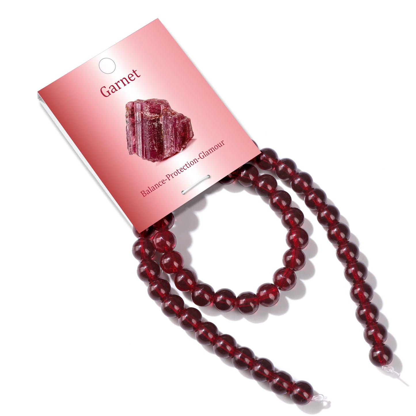 Risyfjew 50PCS 8mm Garnet Red Glass Gemstone Round Loose Beads for Jewelry Making Chakra Crystal Stone Beads for Bracelets Necklace Earrings Making Supplies (50pcs/Strand)