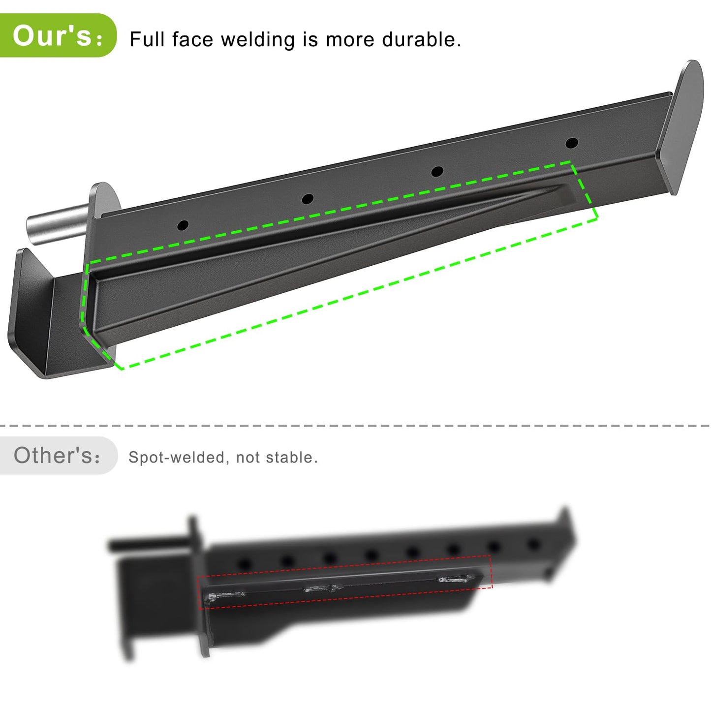 Kipika Safety Spotter Arms for 2" x 2"" Power Racks with 5/8"" or 1"" Holes - Heavy Duty Barbell Safety Catches with Rubber Pad - Adjustable and Easy to Install - Set of 2"