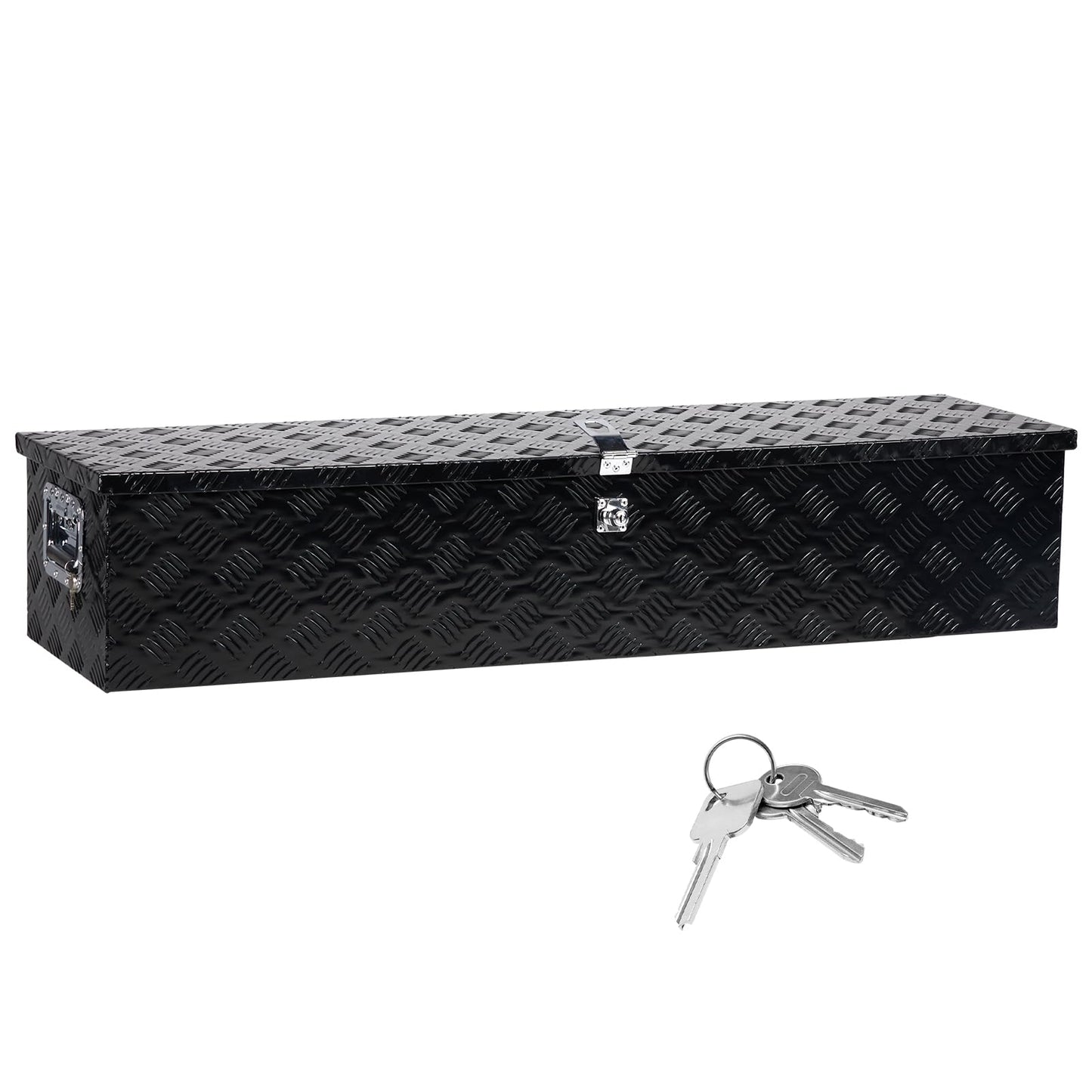 Parts-Diyer 49'' Truck Trailer Tool Box Utility Aluminum Truck Bed Storage Toolboxes Pickup Flatbed Underbody Organizer Lockable with Keys, Black