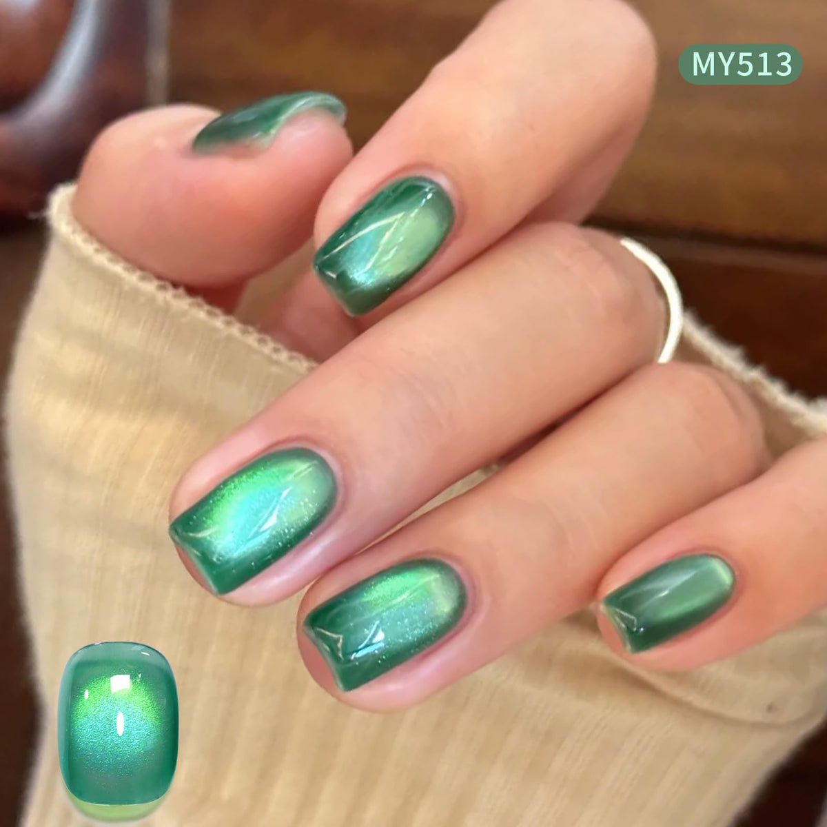 Born Pretty Spring Summer Green Cat Magnetic Eye Gel Nail Polish 6 Colors Shimmer Glitter Holographic Crystal Jelly Sage Olive Emerald Forest Green Translucent Magnetic Gel Polish