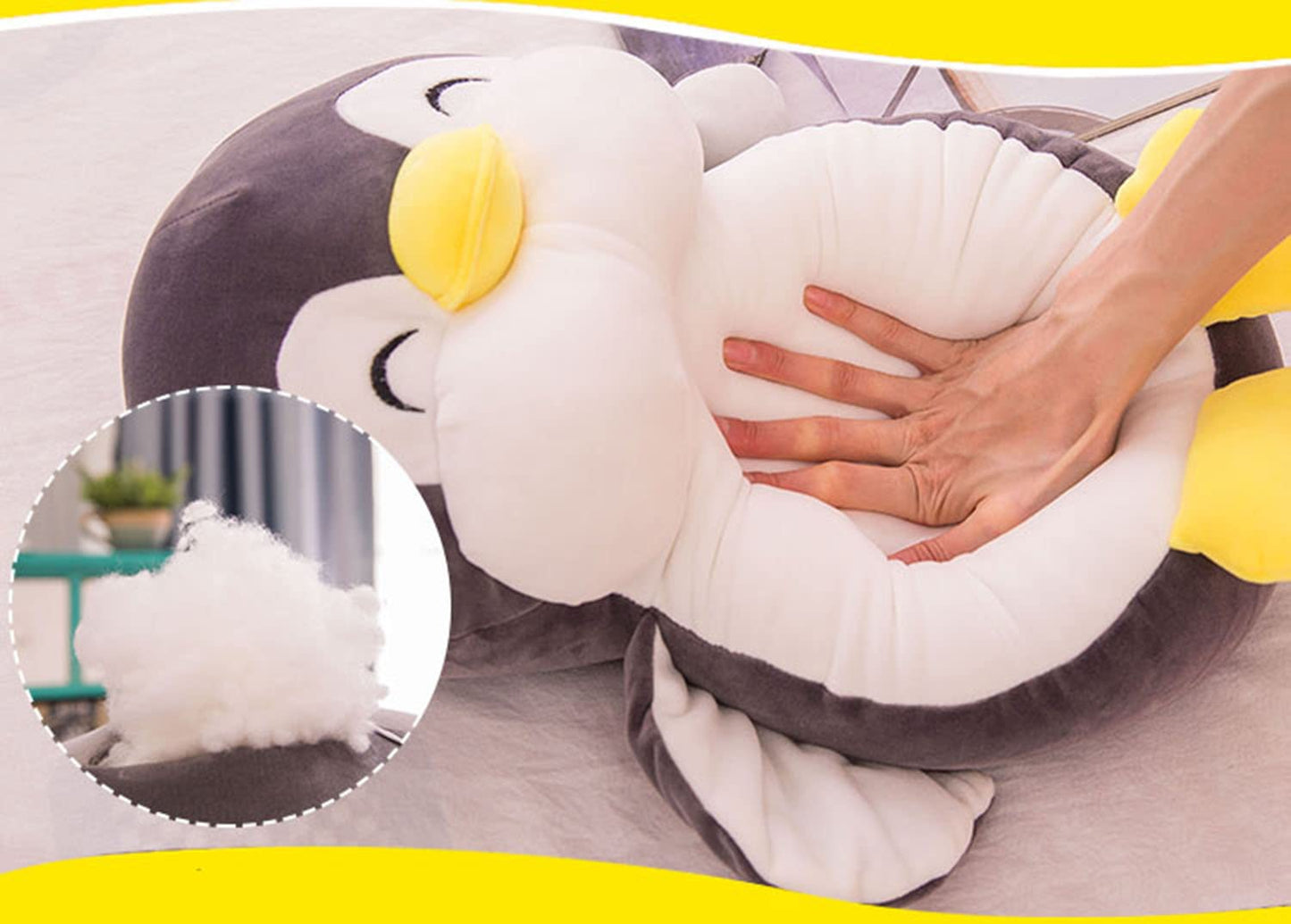 TONGSONG 21.6 Inch Plush Penguin Stuffed Animal Penguin Hugging Pillow with Smile Face Cuddly Plushies Toy Huggable Anime Gifts for Kids and Lovers in Birthday,Valentines,Christmas