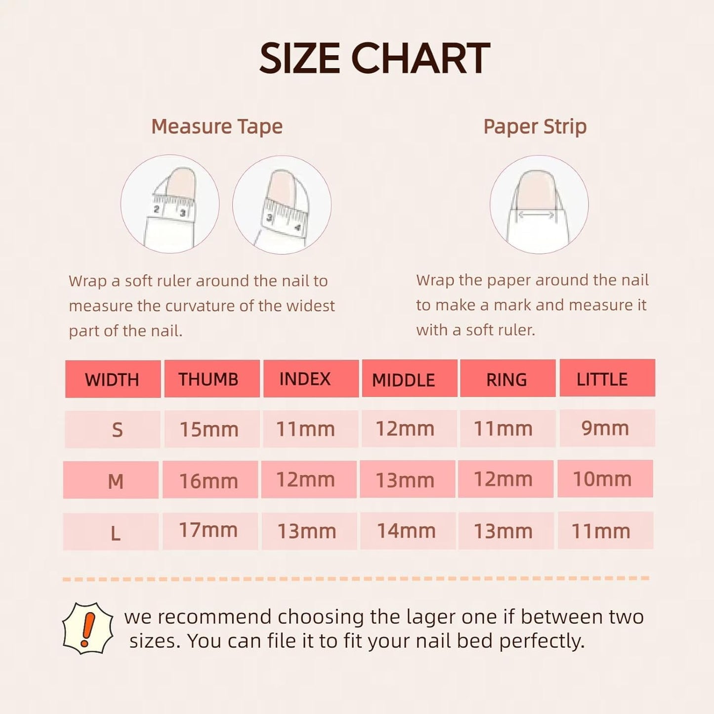 LIFOOST Handmade Press On Nails Medium Almond French False Nail Tips, 3D Pink Fruit Design 10pcs Reusable 3D Cartoon Glue On Acrylic Fake Nails