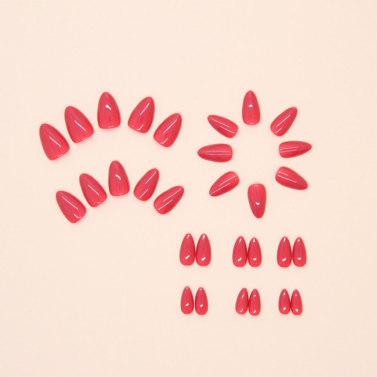 Red Press on Nails Solid Color Fake Nails Short Almond Acrylic Nails Glossy Artificial Nails Red Full Cover Glue on Nails Reusable Stick on Nails for Women and Girls 30 Pcs