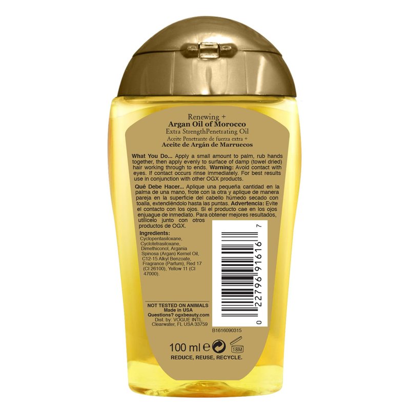 OGX Set of 2 Extra Strength Renewing + Argan Oil of Morocco Penetrating Hair Oil Treatment, Deep Moisturizing Serum for Dry, Damaged & Coarse Hair, Paraben-Free, Sulfated-Surfactants Free, 3.3 Fl Oz