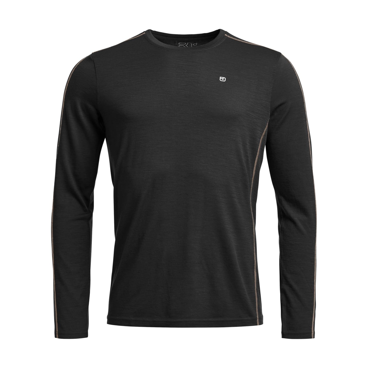Ortovox Men's 185 Rock'n'Wool Long Sleeve Base Layer, Soft Breathable Merino Wool Base Shirt for Winter Touring & Skiing - Black Raven - L
