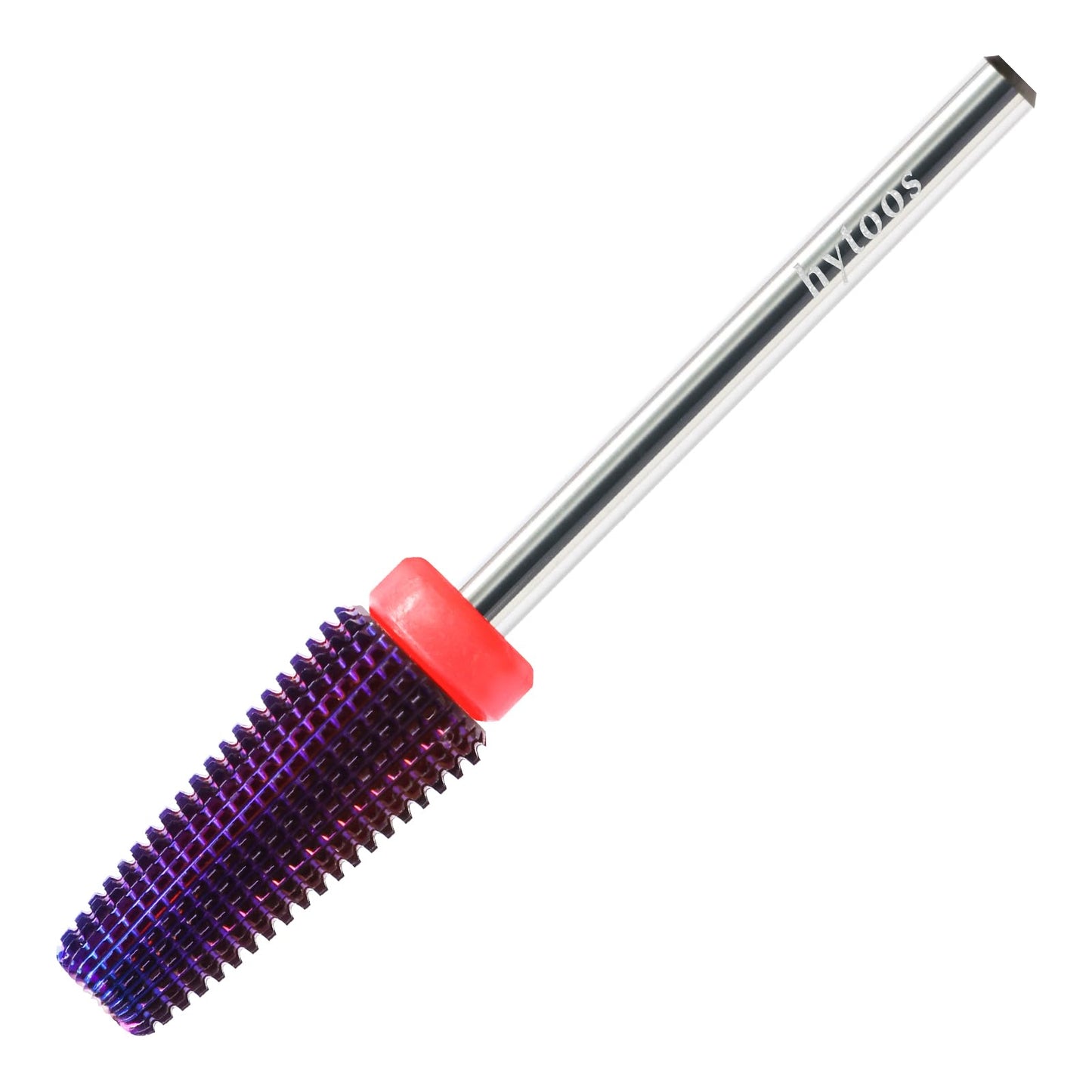 HYTOOS Purple 5 in 1 Nail Drill Bit, 15mm Tapered Drill Bits for Nails, 3/32" Professional Straight Cut Two-way Carbide Nail Bits, Electric Manicure Gel Polish Acrylic Powder Removal Tool, Fine