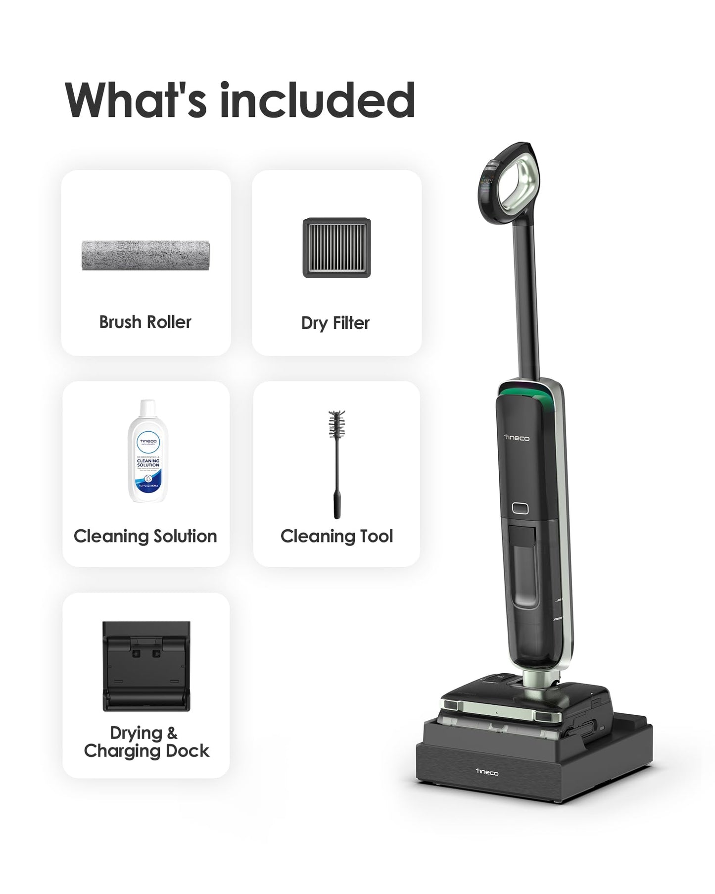 Tineco Floor ONE S7 Master Wet Dry Vacuum Cleaner, 23kPa Suction Vacuum Mop with DustReveal Green Headlight, 65 Min Runtime, 185°F Flashdry, 3.9inch Ultra-Slim Stretch Mop