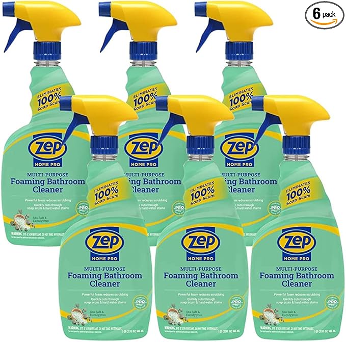 Zep Home Pro Multi-Purpose Foaming Bathroom Cleaner - 32 Fl. Oz. - R53106 - Pro Trusted Cleaning Power: Now in Refreshing Scents & Family Friendly Formulas (6)â¦