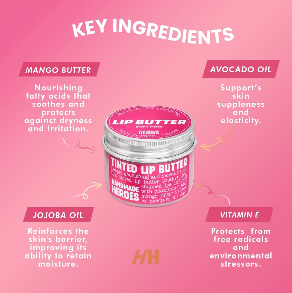 100% Natural Tinted Lip Butter Sleeping Lip Mask Clean Petroleum Free Lip Moisturizer and Conditioner for Dry Lips Intensive Lip Balm and Lip Therapy Skin Care with Mango butter (Light Pink)