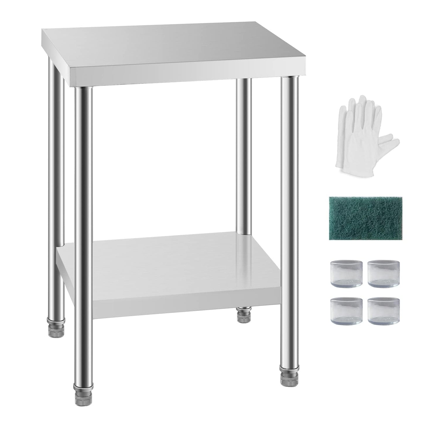 HXCFYP NSF Certified Stainless Steel Prep Table 24x18 with Undershelf for Restaurant, Home, & Hotel - Heavy Duty Commercial Grade Worktable for Food Preparation & Christmas Cooking