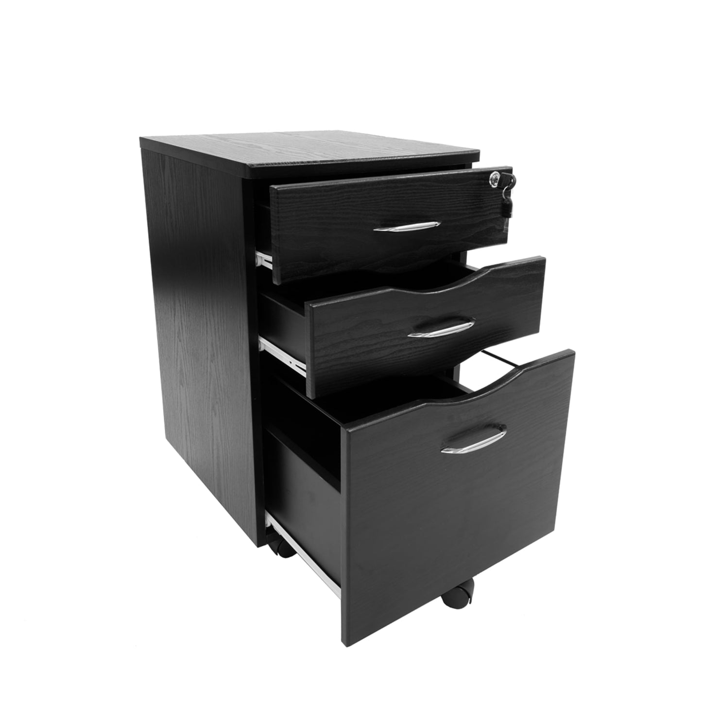 3 Drawer Rolling File Cabinet with Lock, Under Desk File Cabinet with Wheels, Printer Stand, Mobile Printer Shelf, Espresso Brown